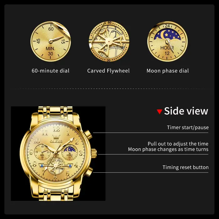 Montre Homme OLEVS 2900 Squelette à Volant Lumineux