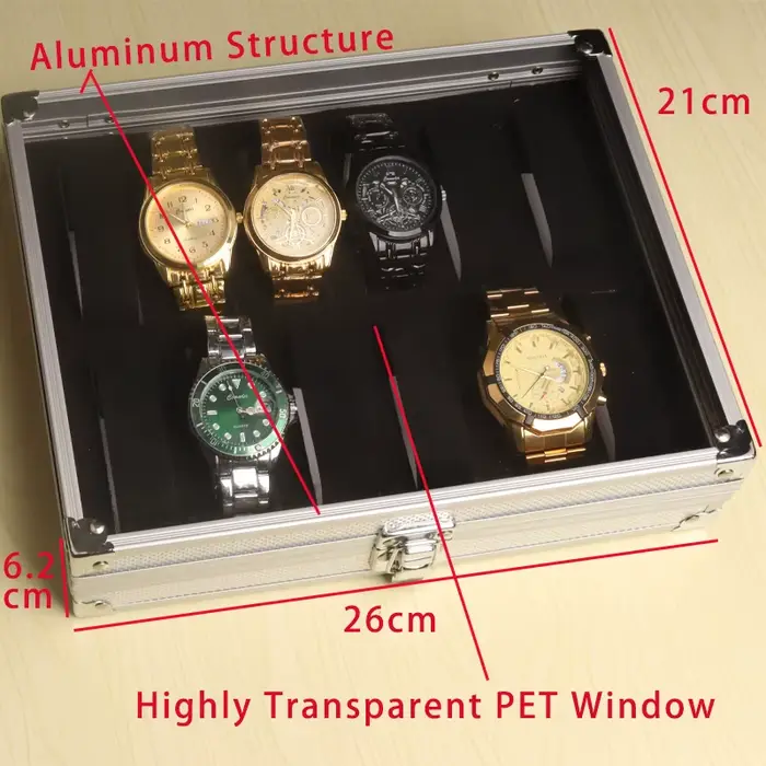 Boîte de rangement pour montres en aluminium