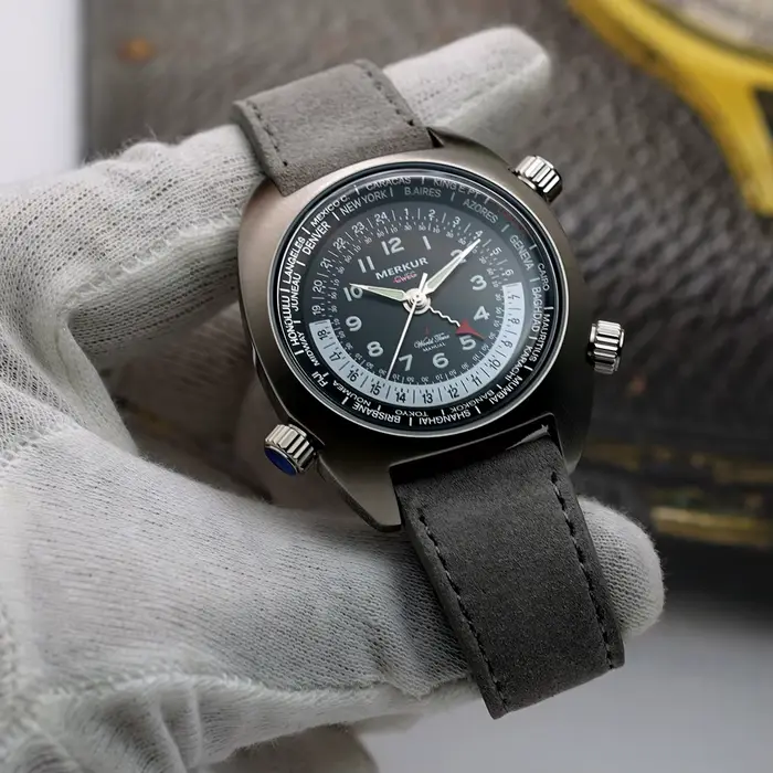 Merkur-Montre mécanique vintage pour homme