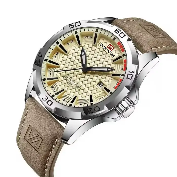 Montre-bracelet Quartz VA VA VOOM Style Militaire Décontracté pour Hommes Occasions Spéciales Robuste Polyvalente