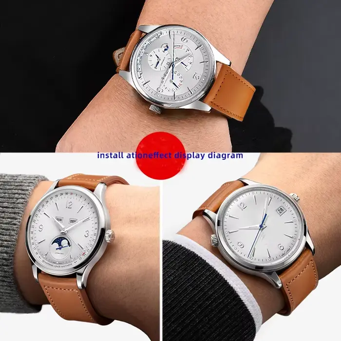 Real Cow cowhide Watchband For Jaeger-LeCoultre Master Series Curved