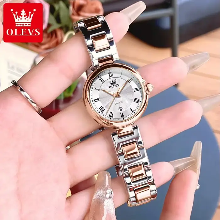 OLEVS montres pour femmes élégant mode or Rose Original montre-bracelet à Quartz étanche lumineux Date montre pour dame tendance décontracté