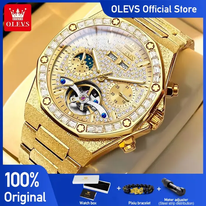 OLEVS 9805 montre pour hommes marque originale Tourbillon