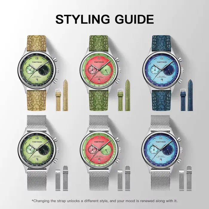 TIMETOKEN – montre japonaise T501GS pour hommes, mouvement Miyota OS21, cadran pastèque, chronograph