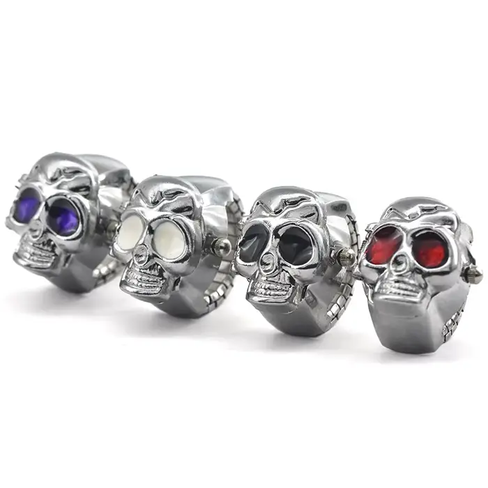 Crâne créatif vente personnalité Quartz anneau montre alliage cadran circulaire unisexe cadeau de noël
