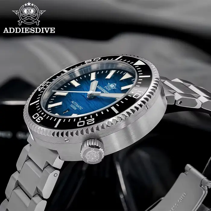 ADDIESDIVE Nouvelle Montre de Plongée de Luxe 2026 100 Bar Super Lumineuse avec Lunette en Céramique Personnalisée Verre Saphir Acier Analogique