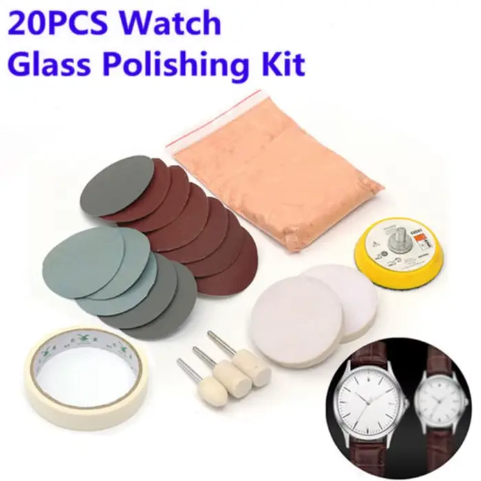 Nouveau 20 pièces/ensemble montre Kit de polissage du verre nettoyage du verre élimination des rayur