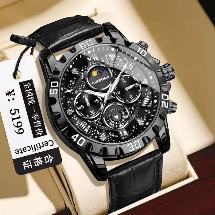 Montres en quartz authentiques BINBOND pour hommes