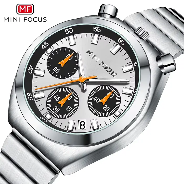 Montre multifonctionnelle MINIFOCUS en acier inoxydable avec calendrier complet et résistance à l'eau pour femmes mode et casual occasions spéciales
