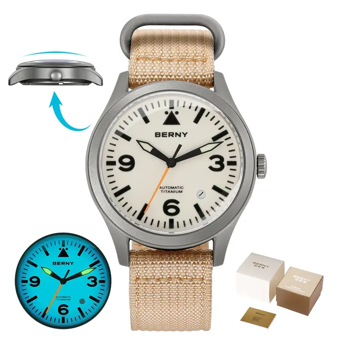 Montre mécanique en titane pour hommes BERNY Aviation