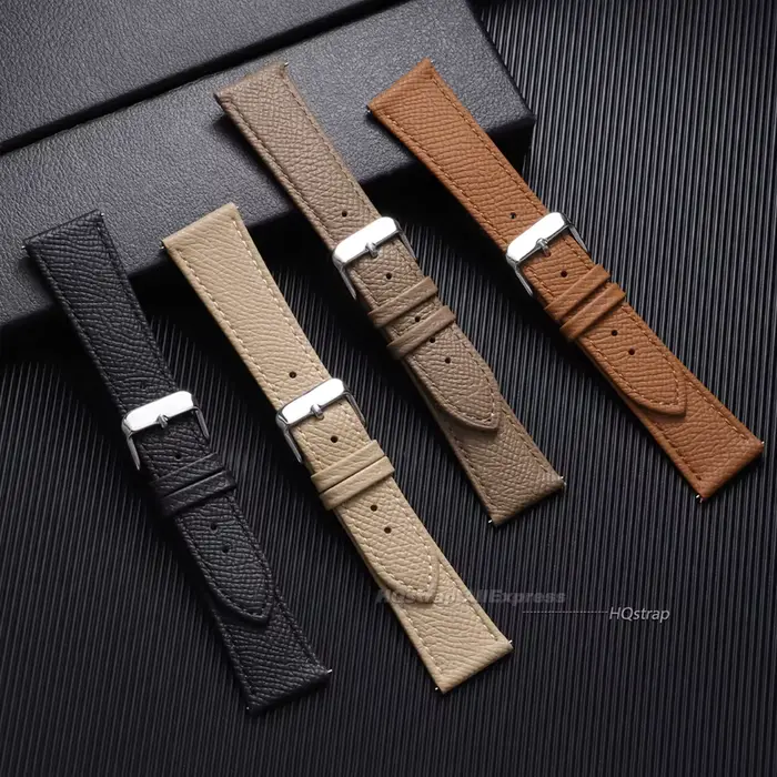 Bracelet en cuir de veau classique pour Samsung Watch4/5/6/7 et Huawei Watch GT6/5/4 avec dégagement rapide pour homme et femme occasions quotidiennes et spéciales