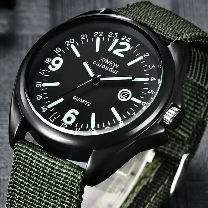 Montre à quartz avec bracelet en nylon pour homme