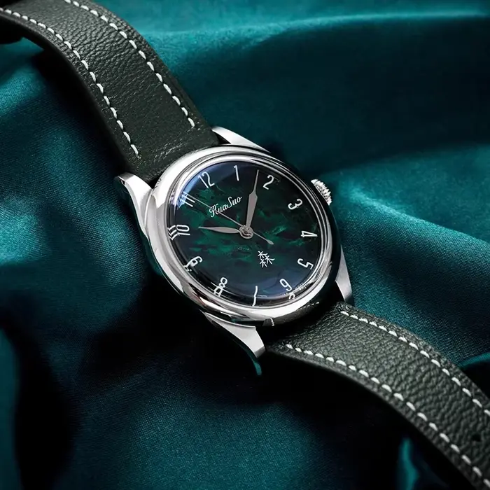 HUASUO 38mm cadran en laque fait à la main montres de luxe haut de gamme pour hommes mouvement automatique