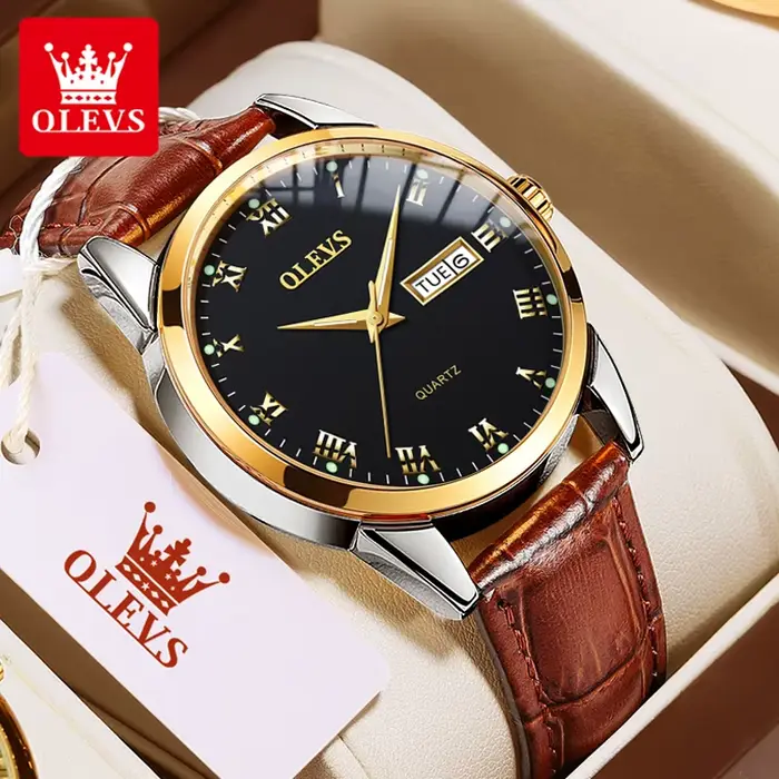 Montre à quartz OLEVS 5568 originale pour homme, marque haut de gamme, bracelet en acier, étanche, l