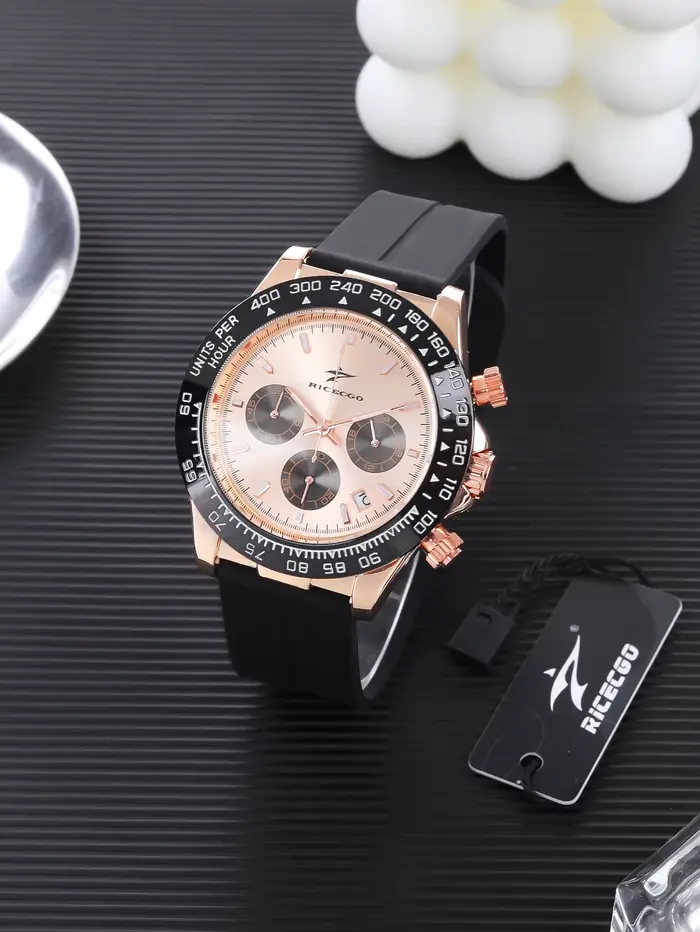 Ricecgo Montre pour homme haut de gamme à trois yeux et six broches