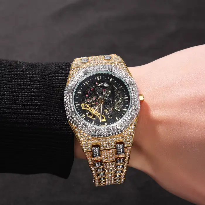 Montre mécanique UWIN acier inoxydable étanche pour homme avec mouvement automatique et bracelets en acier inoxydable bronze café rose occasions spéciales
