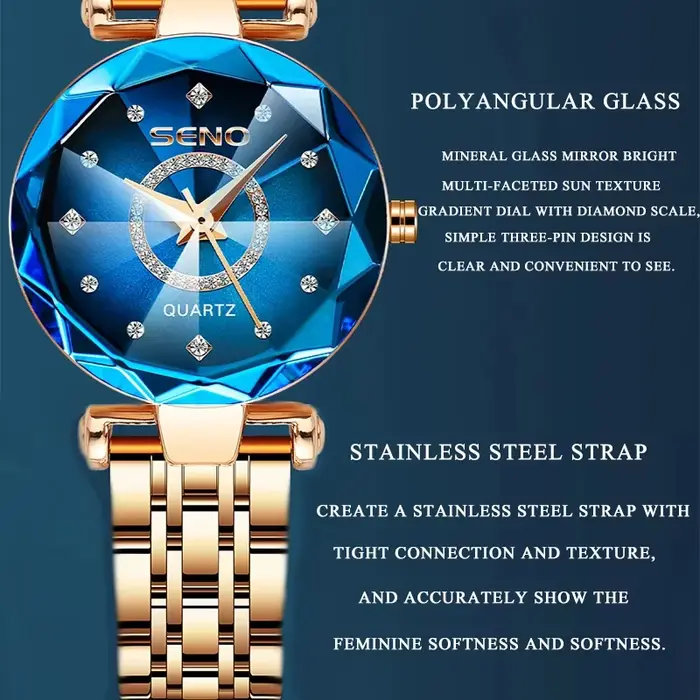 SENO Ocean Star femmes montre en cristal 2025 Top marque de luxe en or Rose