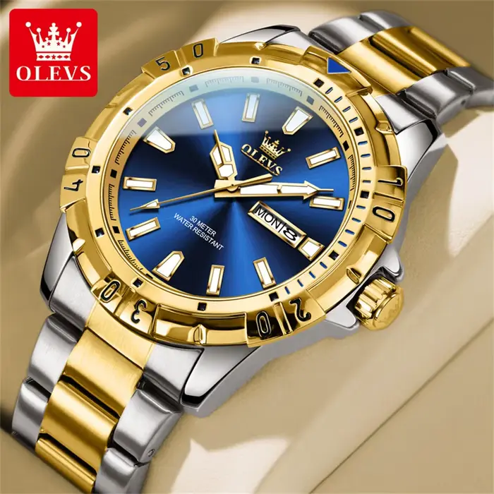 Montre pour homme OLEVS 5560, luxe, originale, lumineuse, double calendrier, étanche, tendance, quar