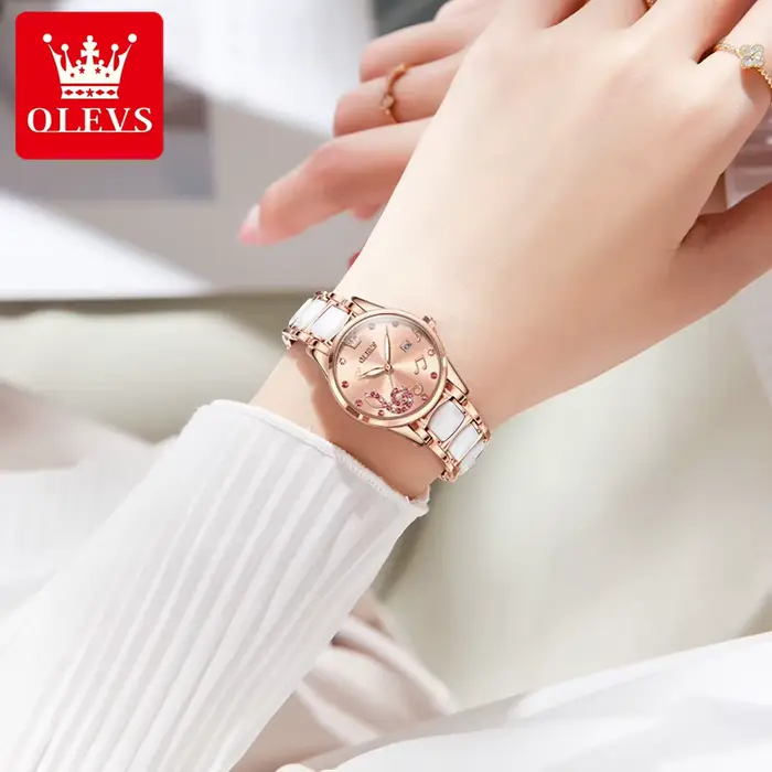 OLEVS 3605 montres pour femmes Top marque de mode montre-bracelet mécanique Zircon échelle montre pour dames étanche chronographe Date