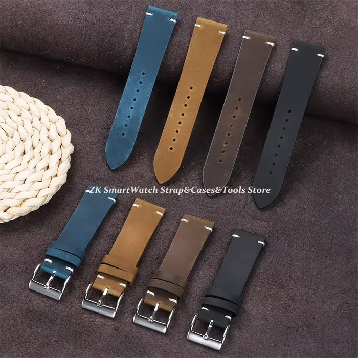 Bracelet de montre Vintage en cuir de cire d'huile pour Omega pour Seiko 18mm 20mm 21mm 22mm