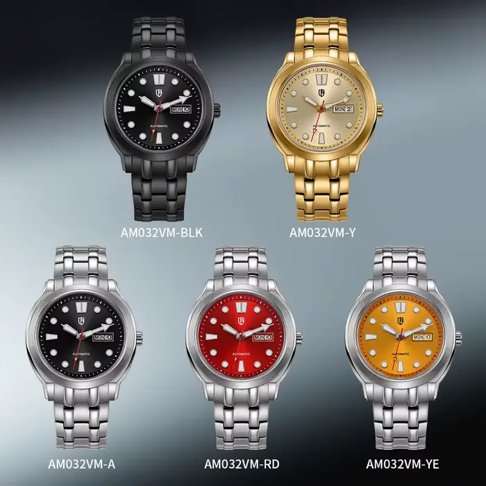BERNY automatique hommes montre souper lumineux saphir acier inoxydable 100M étanche affaires décontracté mécanique