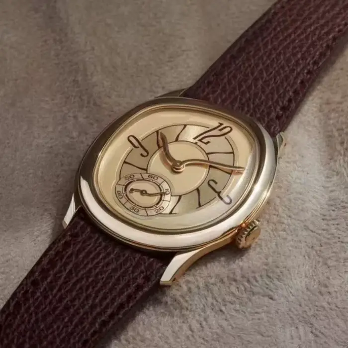 Montre STARPERISH en acier inoxydable avec bracelet en cuir pour homme et femme forme irrégulière cadran torsadé quartz multifonctionnels occasions spéciales