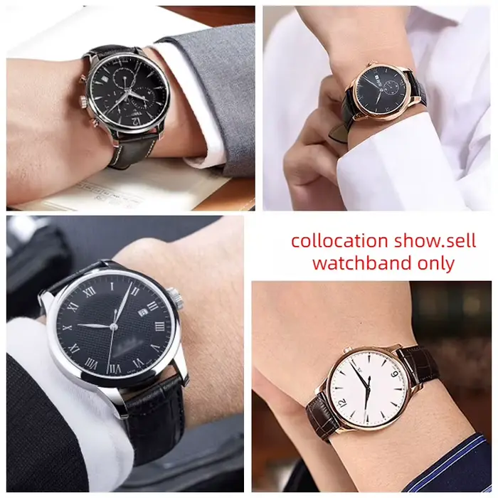 Bracelet de montre en cuir véritable pour hommes