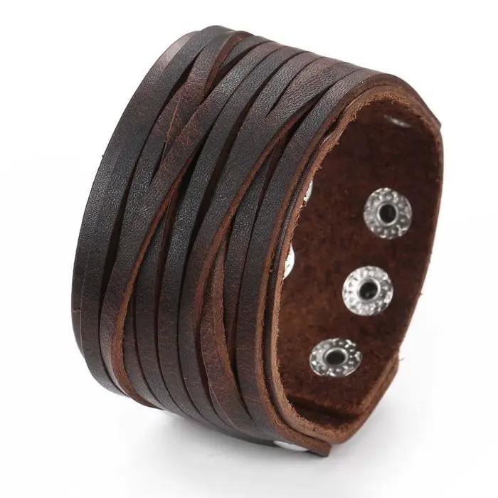 Bracelet manchette punk en cuir robuste avec motifs géométriques pour hommes et femmes occasions spéciales