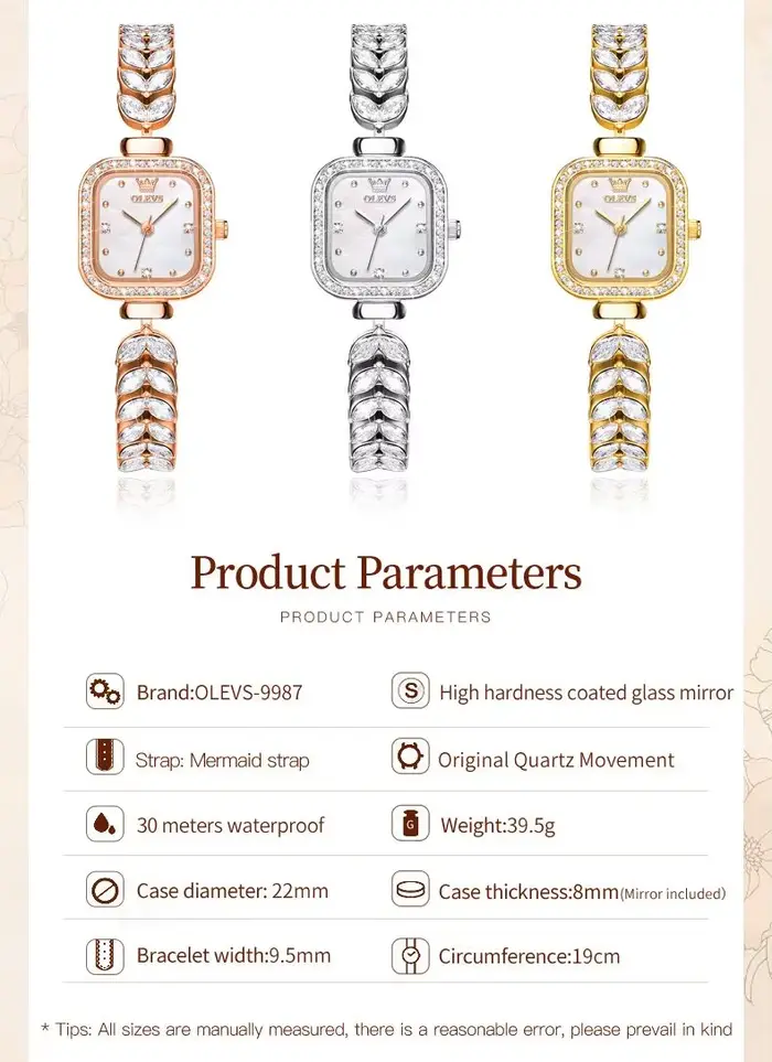 OLEVS 9987 montre pour femme cadran carré