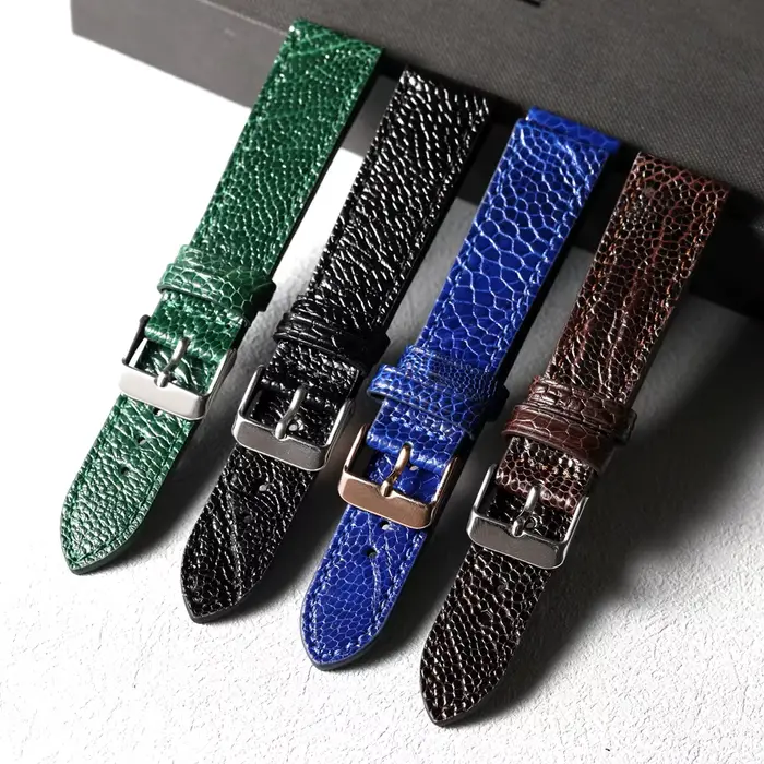 Bracelet de montre en cuir véritable de pied d'autruche fait à la main