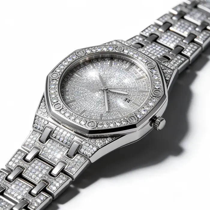 Nouveau luxe cool hommes montre style de rue strass