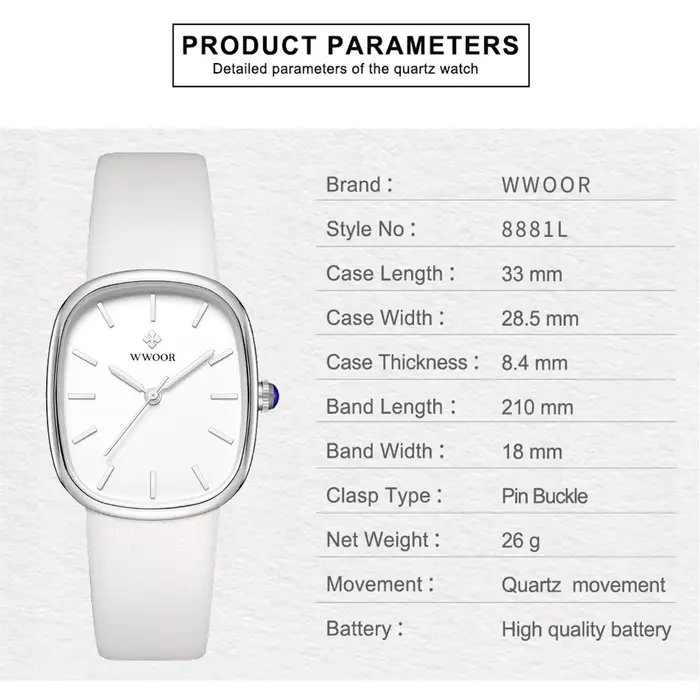 Montre blanche à quartz pour femme