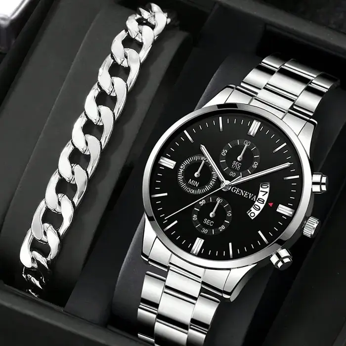 Mode hommes montre de luxe calendrier Quartz montre-Bracelet montres d'affaires homme horloge mâle Bracelet