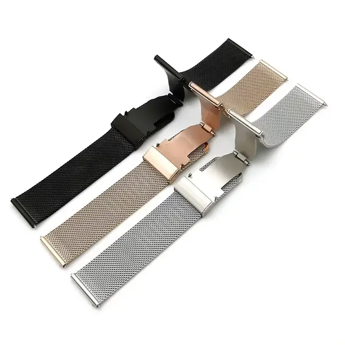 Bracelet en acier inoxydable avec boucle milanaise pour femmes et hommes pour montres occasions spéciales largeur 18mm 20mm 22mm