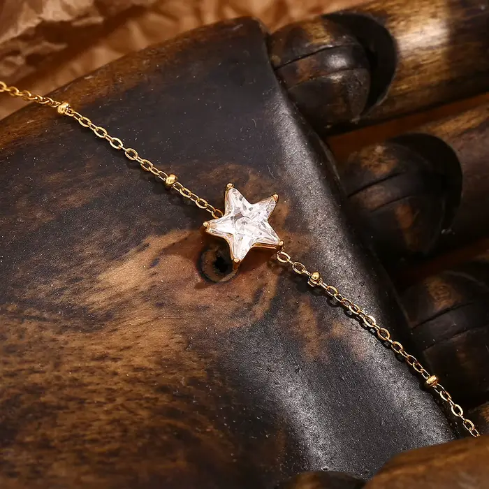Élégant étoile étincelante chaîne mince bracelets sans ternissement étanche bracelet en acier inoxydable bijoux à la