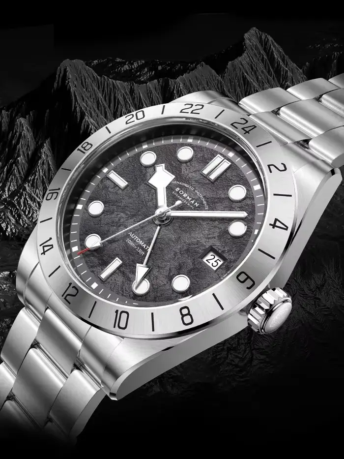 BORMAN 3825Men montre automatique 40MM GMT montre-bracelet mécanique 10ATM étanche lumineux saphir miroir NH34 mouvement