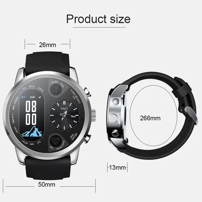T3PRO t3 montre hybride double temps mouvement à Quartz japonais écran IPS affichage des messages ra