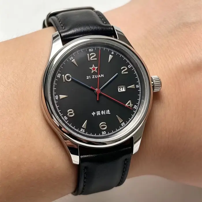 Nouvelle Montre Pilote Homme 2026 1963 41mm Rétro Classique Aiguilles Dorées Bracelet Cuir Acier Inoxydable