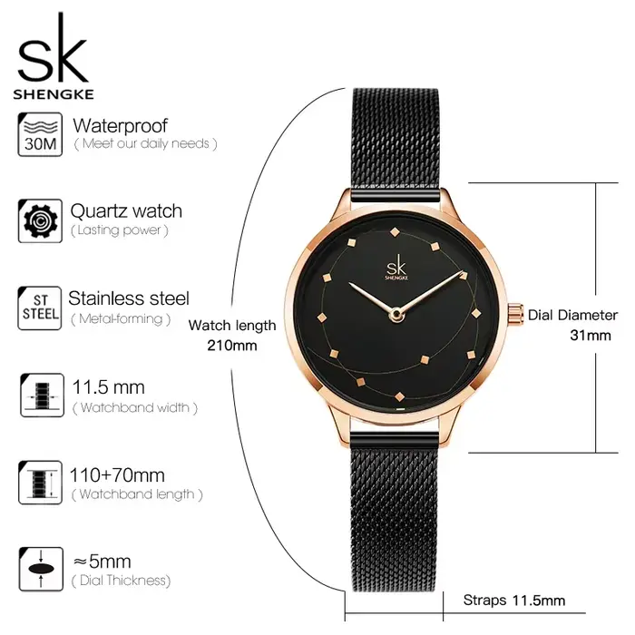Montre femme quartz élégante résistante à l'eau et aux chocs pour toutes occasions cadeau style fashion et casual