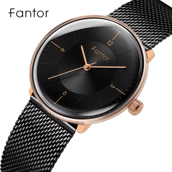 Montre Fantor élégante quartz pour femmes occasion spéciale style mode et décontracté argent blanc or noir