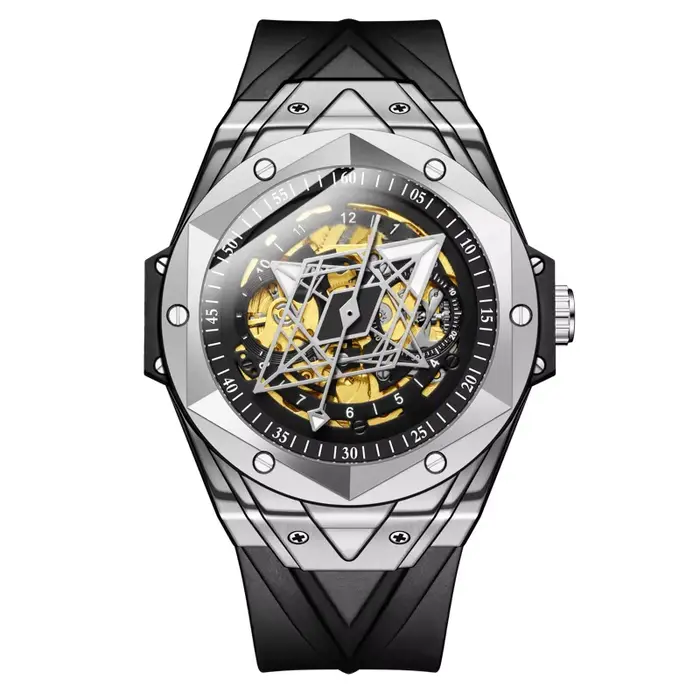Montre mécanique automatique pour homme tendance, montre de sport en silicone étanche