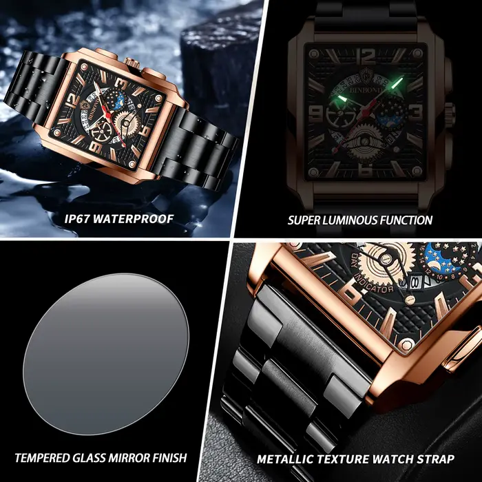 Montres-bracelets en quartz résistantes aux rayures pour hommes
