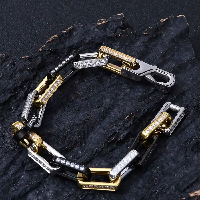 Bracelet en bambou en acier au titane pour hommes et femmes