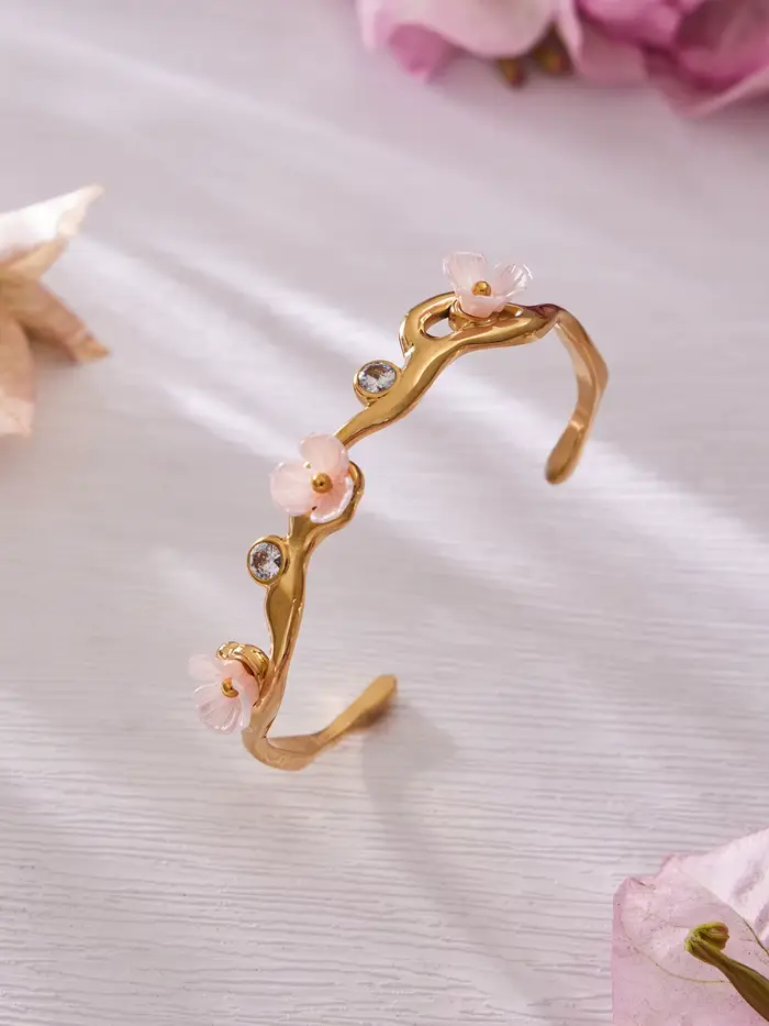 Bracelet à fleurs roses et blanches de haute qualité pour femmes