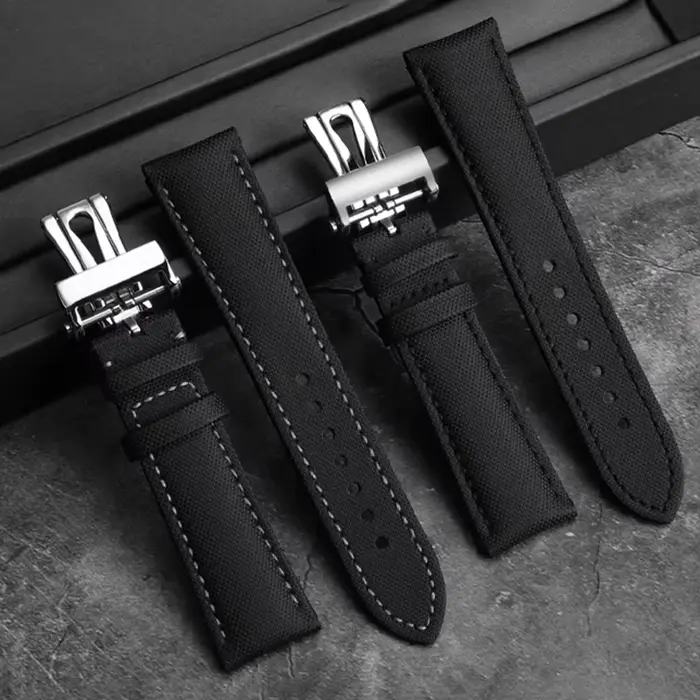 Bracelet de montre inférieur en cuir et toile de haute qualité