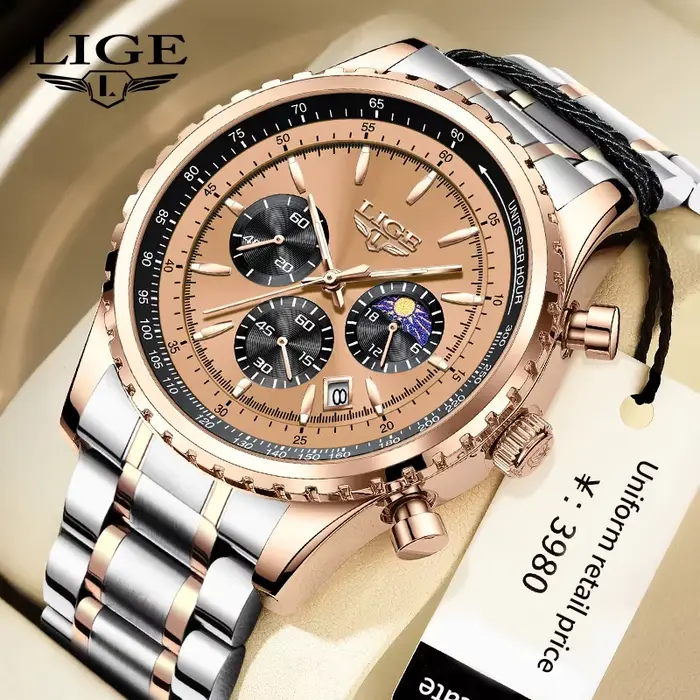 Montre Homme LIGE 2026 – Nouvelle Collection Luxe, Quartz, Étanche, Lumineuse, Date, Chronographe, Sport