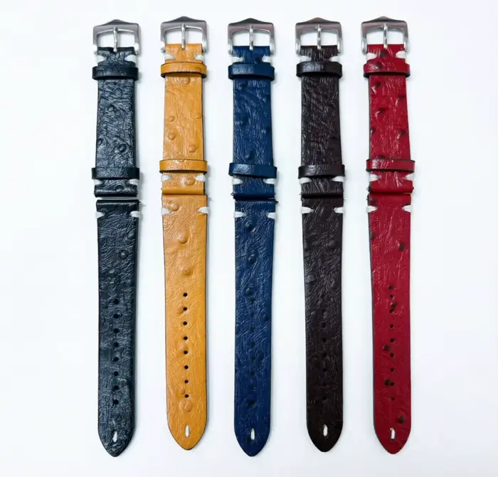 Nouvel Arrivage Bracelet de Montre en Cuir Grain d'Autruche 20mm 22mm avec Boucle Ardillon