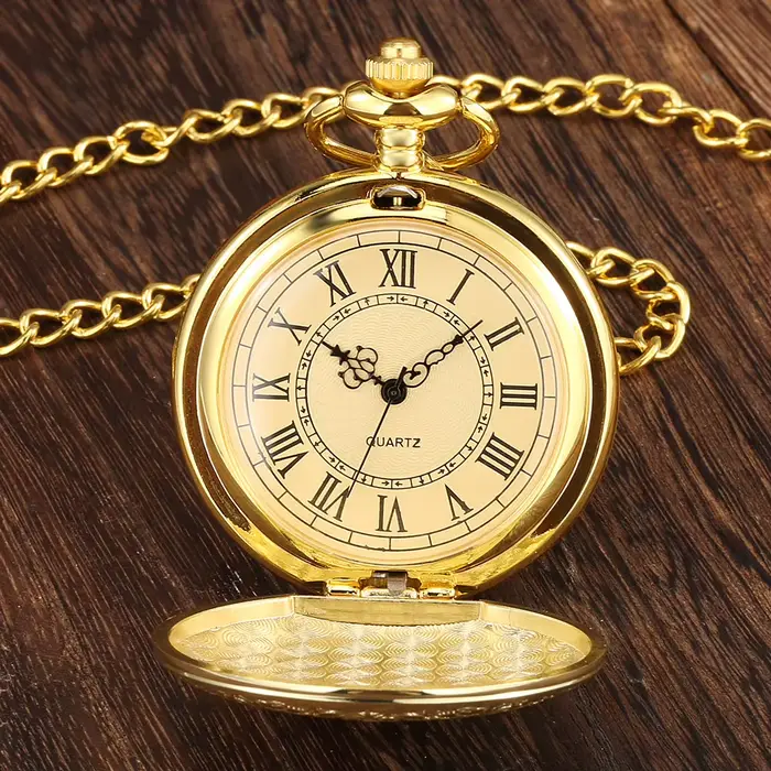 Montre à Quartz avec chaîne de poche pour hommes