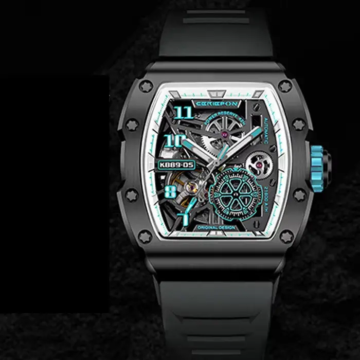 Montre automatique originale pour hommes, haut de gamme, luxe, ajouré, chronographe, étanche, mécani