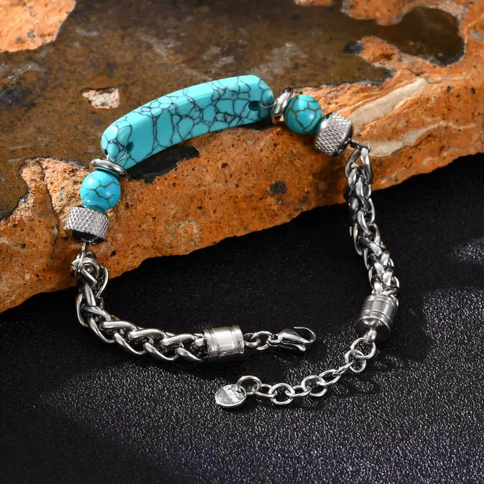 Bracelet Turquoise en pierre d'oeil de tigre naturelle pour hommes